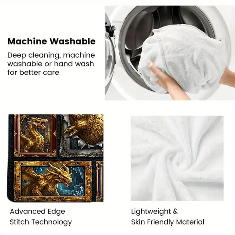 Golden Dragon Compilation 2D Flat Pattern Flannel Blanket, High Quality All Seasons, Home Decor, Warmth and Comfort, Perfect for Christmas Gifts.
