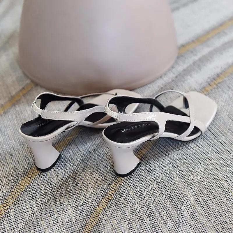 Summer New Thick Heel High Heels Open Toe Flip Flops Sandals Women Sexy Party Casual Shoes Roman Luxury Brand Shoes Women