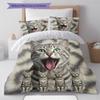Cute Cat 3D Pattern Bedding Quilt Set Quilt Cover Pillowcase Home Decoration Gift (1 * duvet cover + 2 * pillowcase, without core)