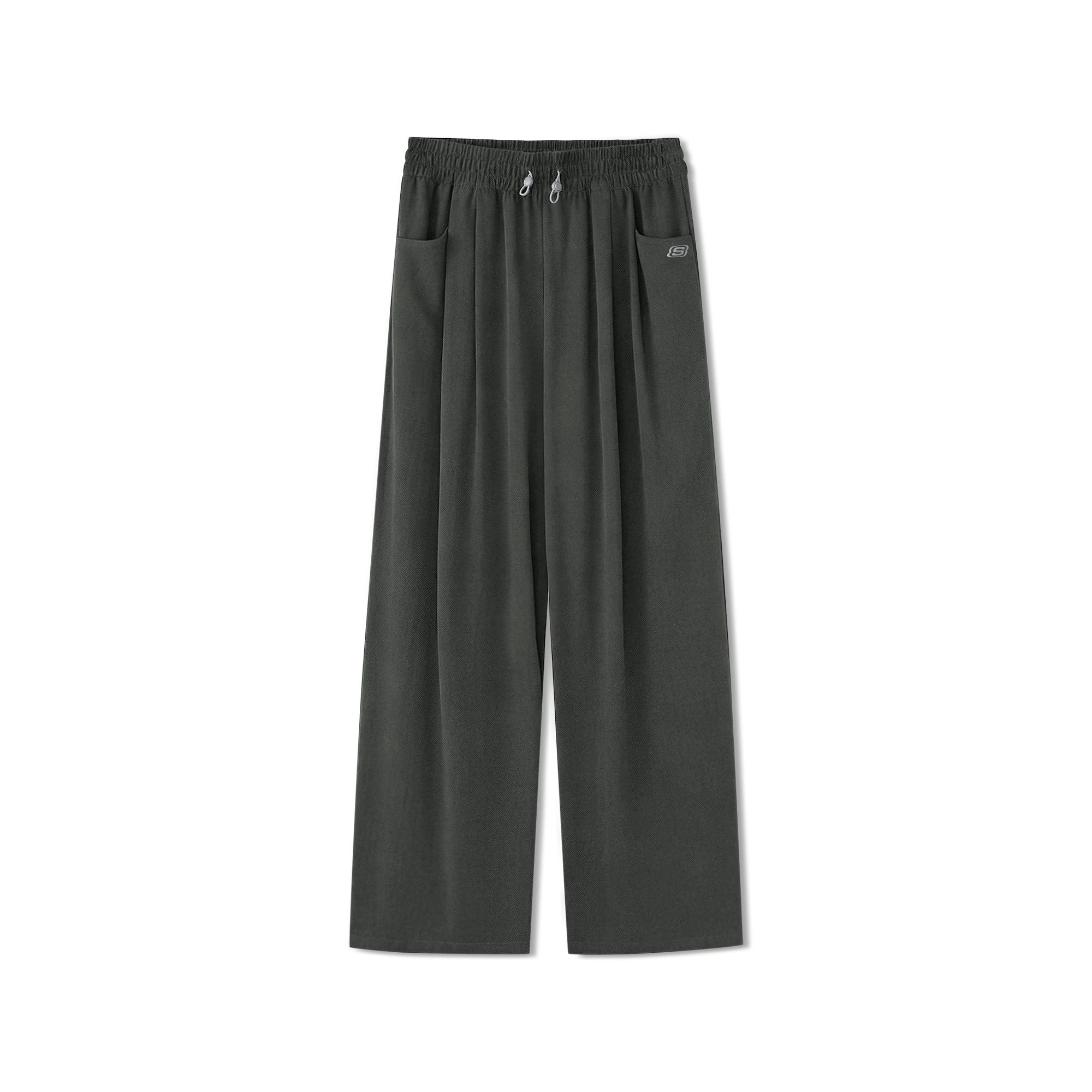 Skechers Versatile Comfortable Fashionable Loose Pleated Wide-Leg Woven Long Pants Women bottoms L126W019-00FR S