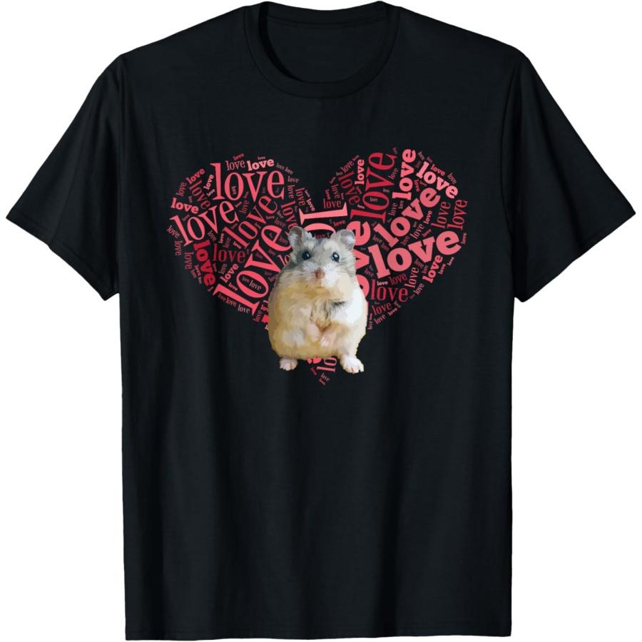 

I Love Dwarf Hamsters T-Shirt - Heart Shaped Robo Lover Gift T-Shirt XXXXXL чорний