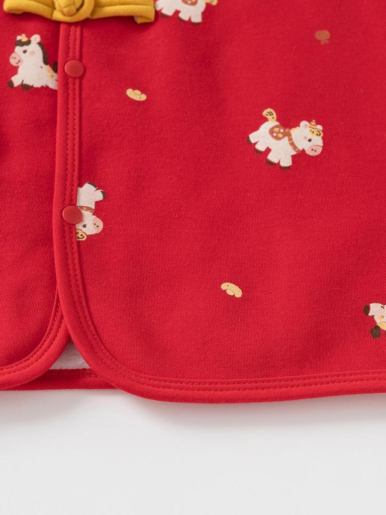 Girls' Red Festive New Year Sleeveless Vest - Spring/Autumn Infant Cape Jacket