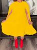 C8546 2023 Elegant Cape Pleated Plus Size Dress for Women
