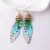 Colorful Fairy Butterfly Wing Earrings Slayer Demo Kimetsu No Yaiba Kochou Shinobu Insect Earrings Clips Women Girl Jewelry