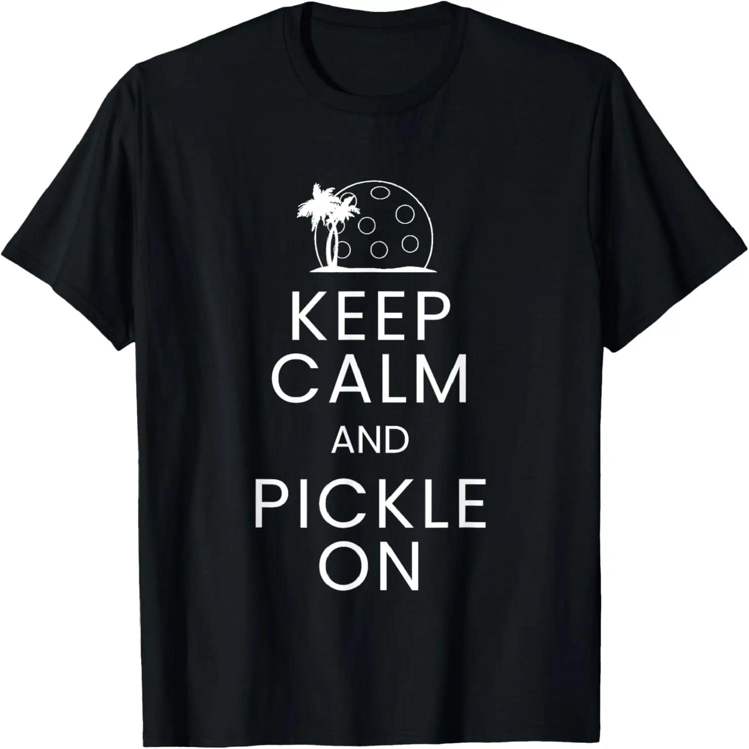 Keep Calm and Pickle On Funny Pickleball Florida Sunset T-Shirt S чёрный