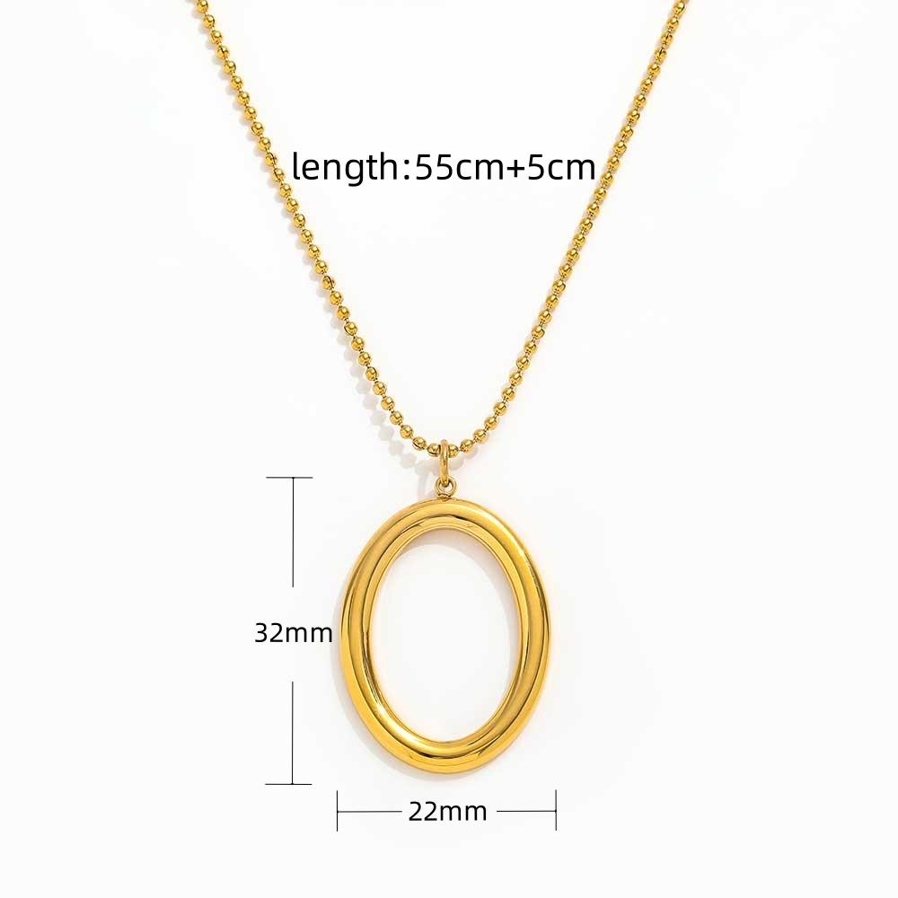 Joolim Jewelry 18K Gold Plated Oval Pendant Sweater Necklace Stainless Steel Jewelry 55+5cm