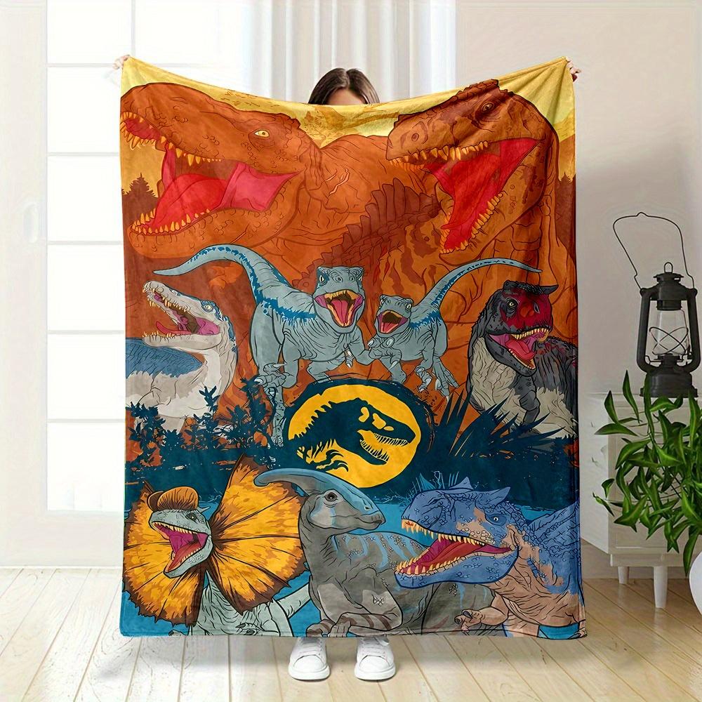 

Prehistoric Dinosaur Print Blanket Reversible Flannel for AllSeason Adventures Jurassic Gifts Roaring Comfort 75x100cm