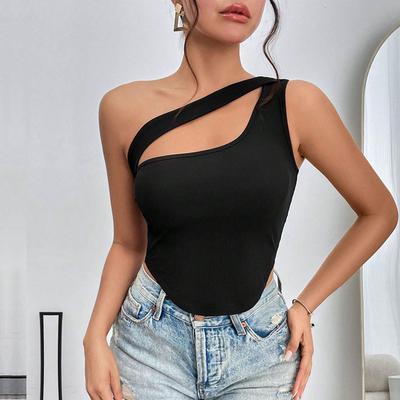 Ny Sommer Afslappet Temperament Smal Pasform Sexet Vest T-shirt Ærmeløs Seler Alsidig Top Uden Stropper Kvinder