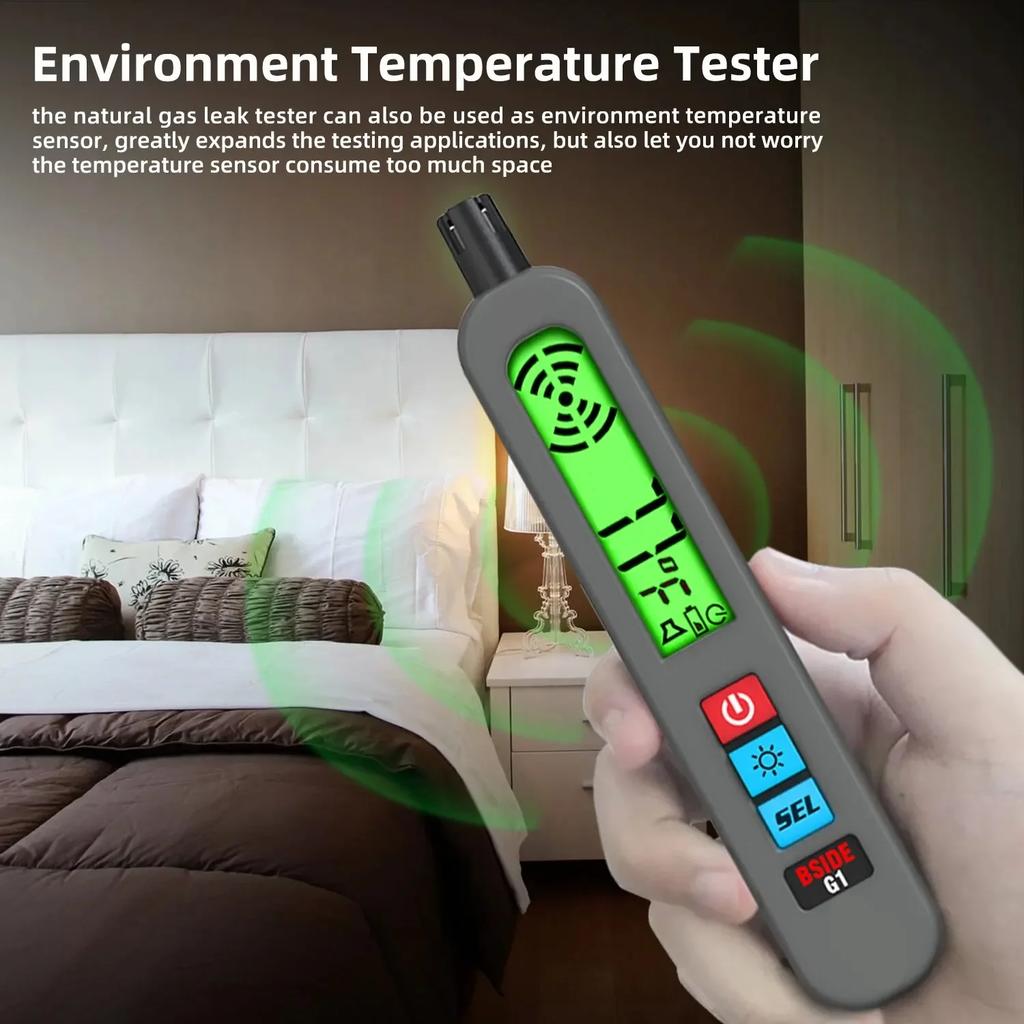Gas Leak Detector Combustible Natural Co2 Flammable Alcohol LPG Methane Analyzer Rechargeable Buzzer Alarm PPM LEL Tester