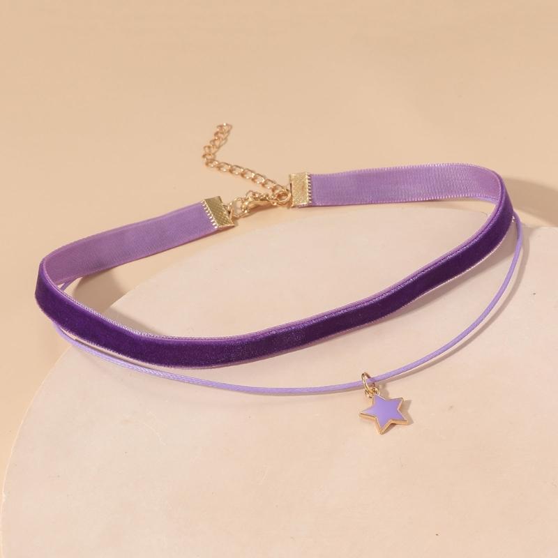 Gothic Double Layers Velvet Choker Chain Women Neck Chain Star-shaped Pendant Necklace Fashion Collar Punk Jewelry