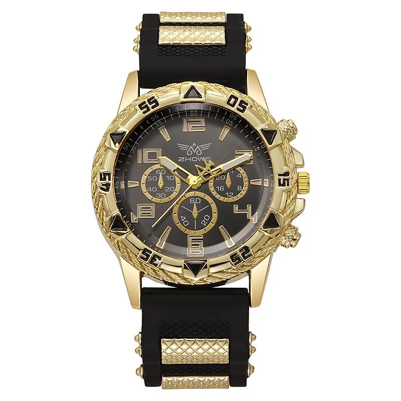 Big Fake Three-eye Dial Atmospheric Fashion Cool Business Men's Casual Quartz Silicone Watch
