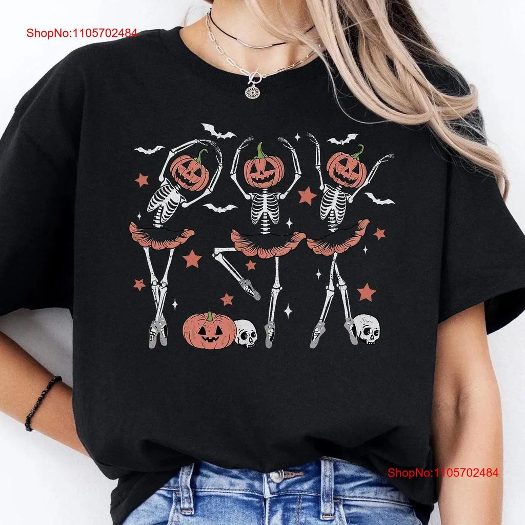 Dancing Skeleton T Shirt Pumpkin Fall SweaT Halloween Party Spooky Season vintage Washed Breathable fashion streetwear Stylish