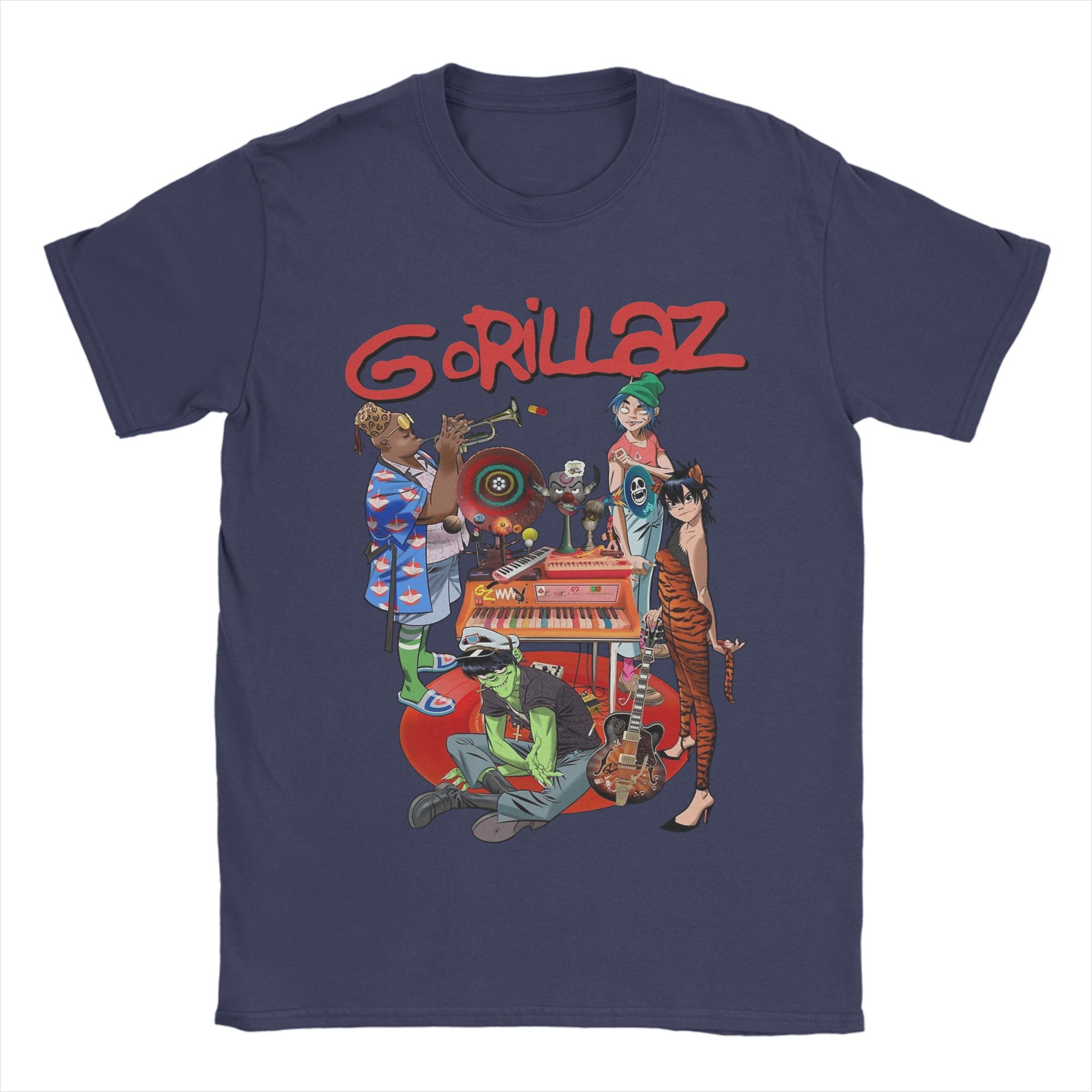 

Vintage Gorillazs Punk Rock T-Shirt Men Crewneck Cotton T Shirt Short Sleeve Tees Unique Clothing 4XL