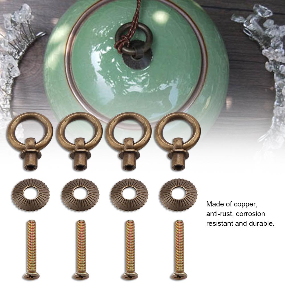 4pcsCelsiuspack   Simple Vintage Pull  s Cosmetic Case Jewelry Box Attachment Handle Brass