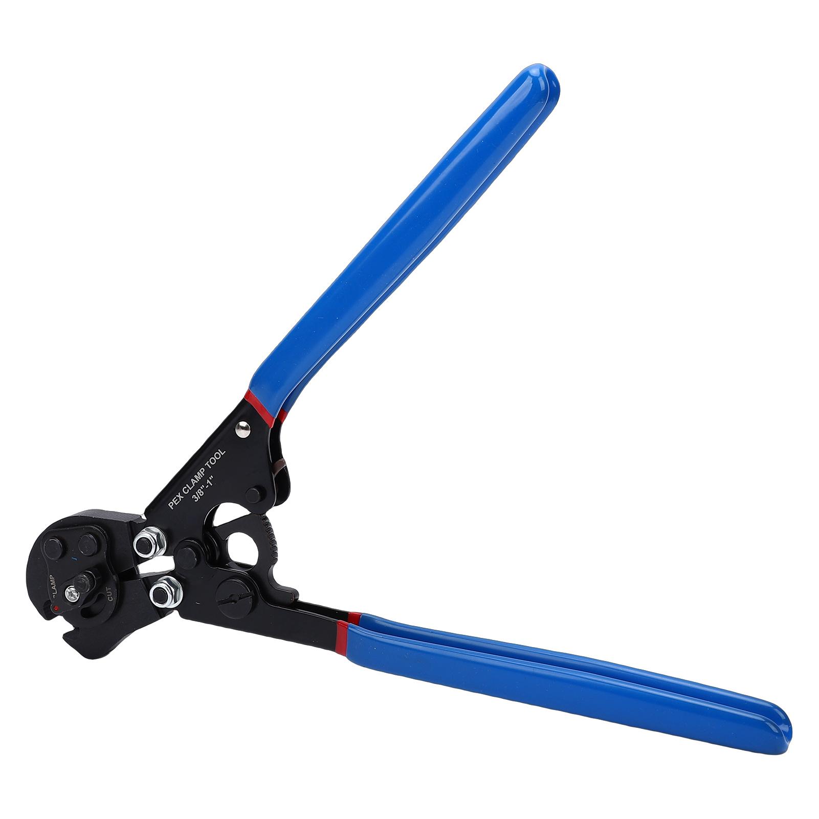 Outil de sertissage à pince PEX Outil de sertissage Coupe-tube PEX pour bagues de serrage en acier inoxydable 3/8 pouce à 1 pouce Compatible avec les raccords PEX en laiton polyéthylène Ergonomique