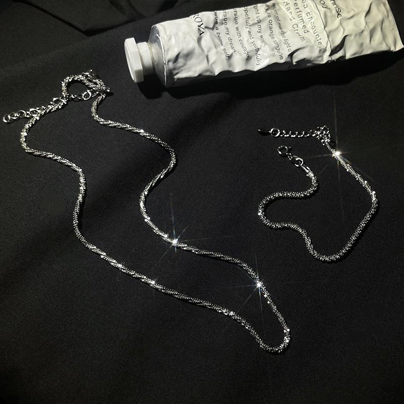 

Sterling Silver Sparkling Minimalist Choker Necklace - Women s High-End Cold Style Clavicle Chain sl384 (Bracelet)