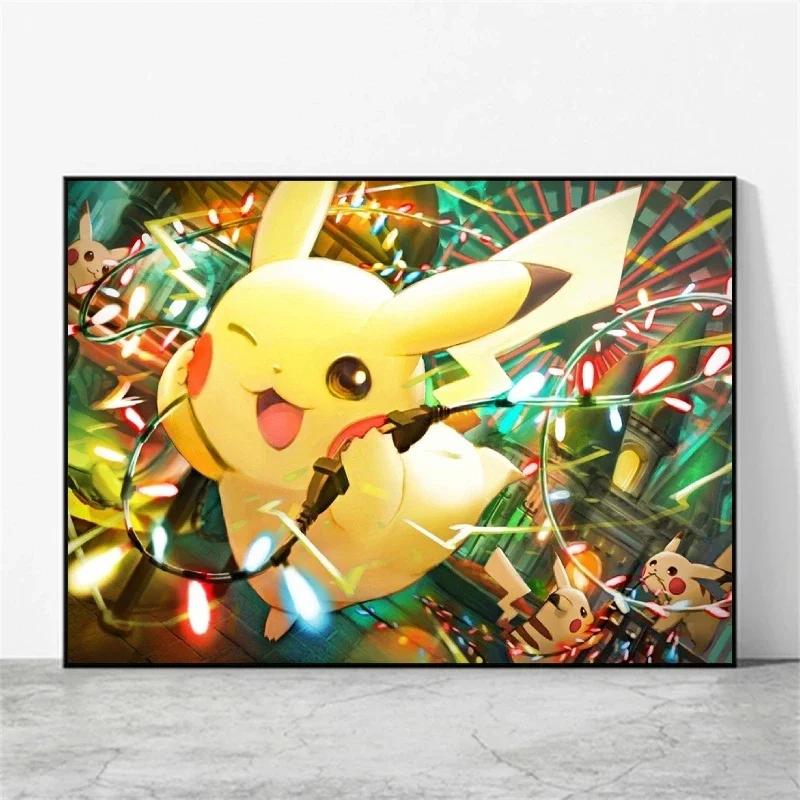 Pikachu Canvas Prints Cute Anime Poster Decor Paintings Modern Living Room Cartoon Character Picture Wall Decor Gifts