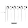 6Pcs White Silver Cutlery Set Stainless Steel Dinnerware Tableware Dessert Knife Forks Long Handle Spoon Coffee Spoons Flatware