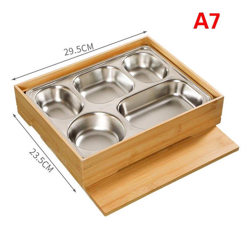 

Бамбуковый ланч-бокс Bento Box из нержавеющей стали с отделениями для бизнес-ланча, японский поднос для ланча Worker Portable Lunch Box Removable