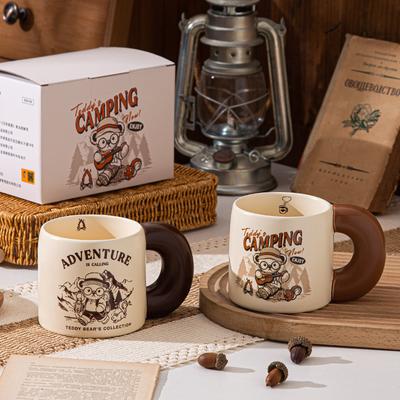 Camping Teddy Collection Ceramic Cup Large Capacity High Precision Mug Household Breakfast Cup Couple Cup Souvenir