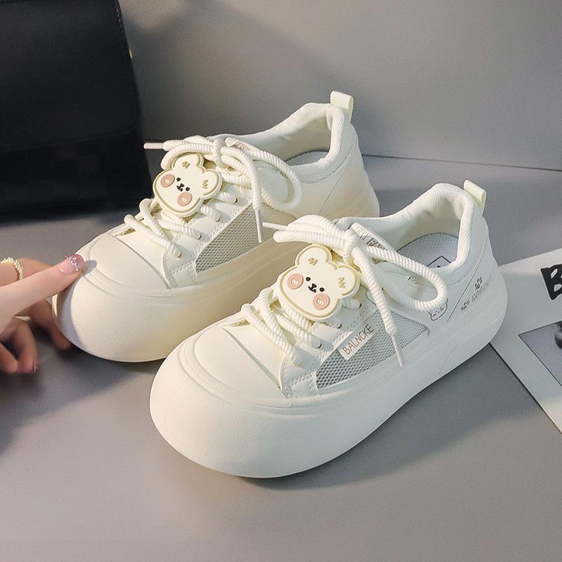 0 Thick-soled New Spring Low-top Sports Shoes Student Ugly Cute Little White Shoes Heightening Bread Shoes