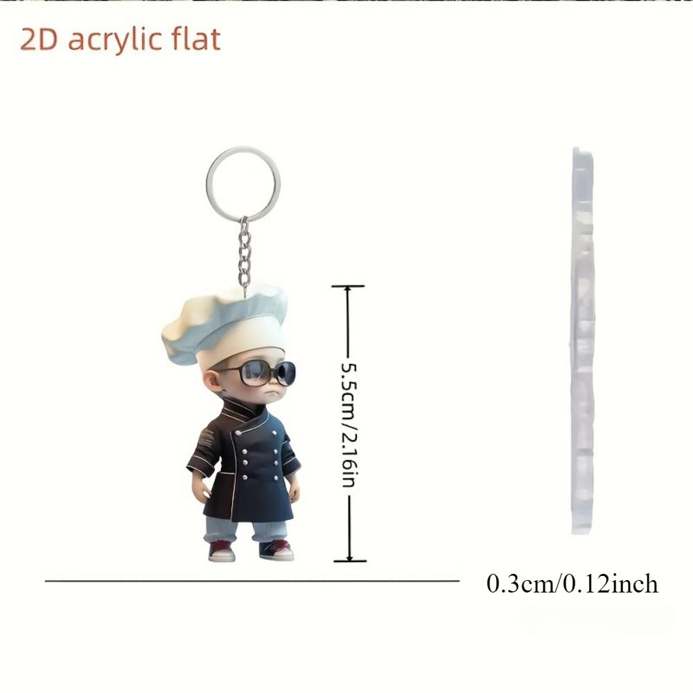 2D Acrylic Chef Flat Theme Keychain Ornaments Christmas, Thanksgiving, Christmas, Birthday Gifts Car Keys Backpack Decorative Pendants