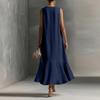 Sleeveless V Neck High Low Hem Maxi Dress for Women Loose Fit Flowy Lightweight Fabric Elegant Style