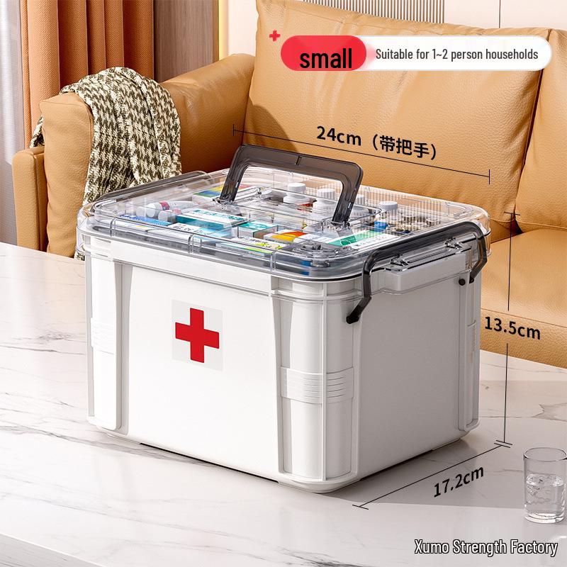 Family Pack Multi-layer Transparent Medicine Storage Box - Portable with Large Capacity