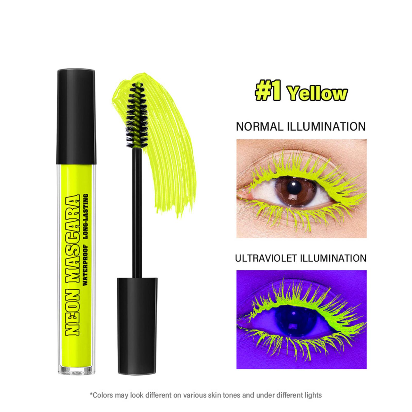 

Объемная неоновая тушь с флуоресцентным эффектом свечения для экстремальной длины ресниц, водостойкая, не размазывающаяся формула для Хэллоуина, косплея, фестиваля, вечеринки One Size