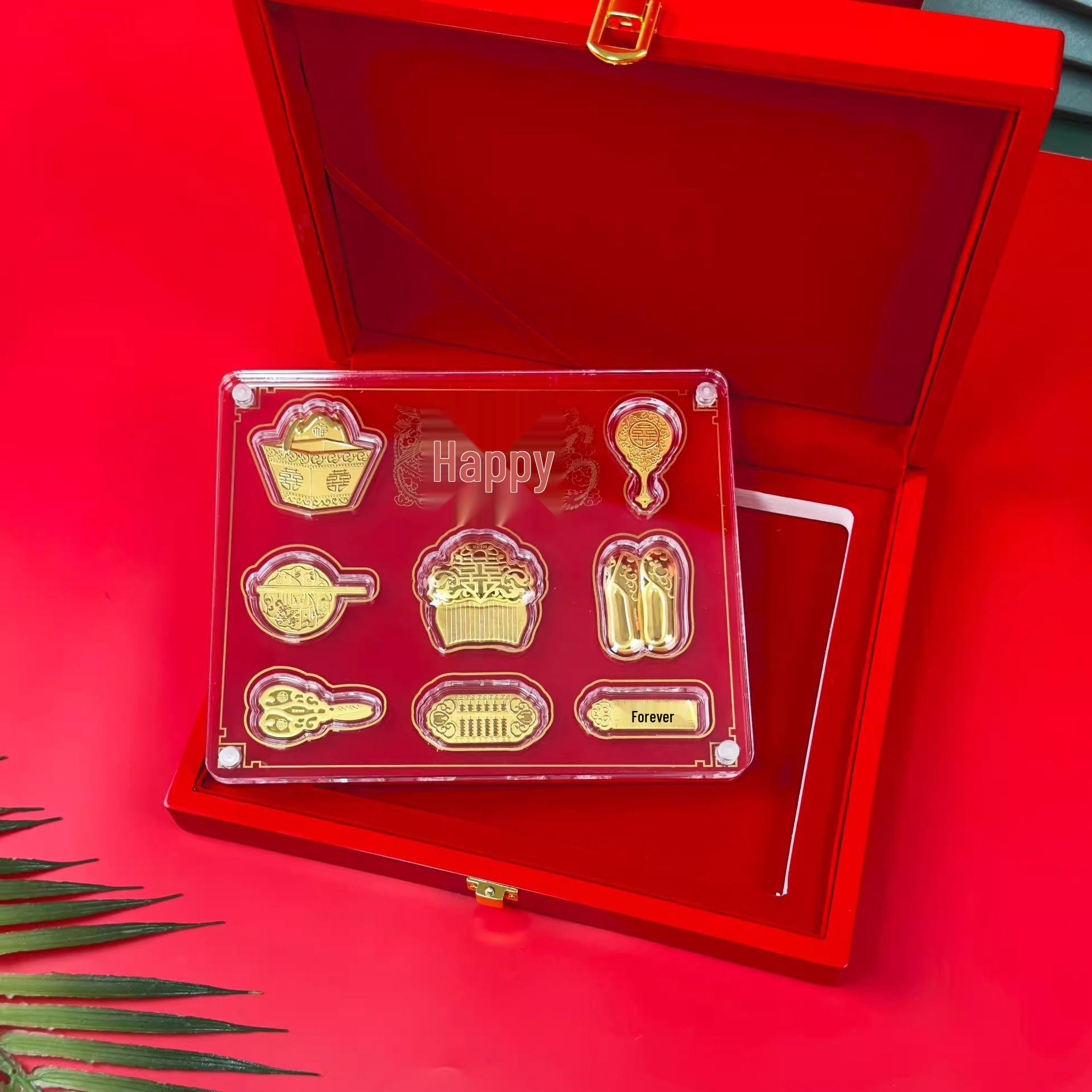 Wedding Eight Treasures 999 Gold Ornament - Creative Newlywed Dowry Gift & Wedding Supply