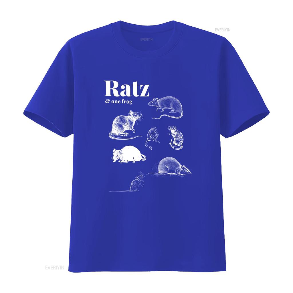 Garment Dyed T Shirt with Ratz One Frog Rat Pattern Print for Casual Fashion vintage Washed Soft designer clothes Stylish