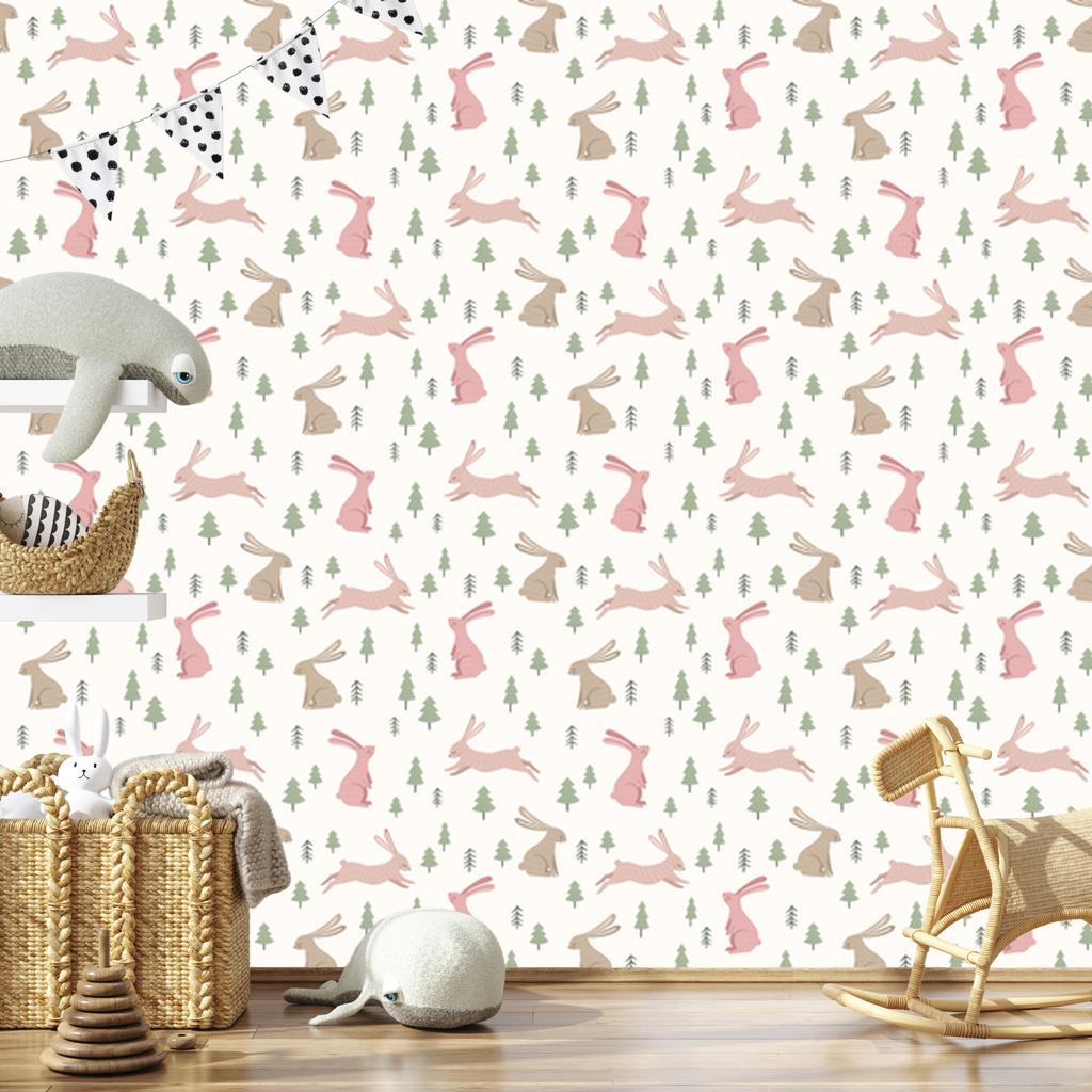 Beautiful Bunnies Wallpaper for Living Room and Bedroom 50x1000