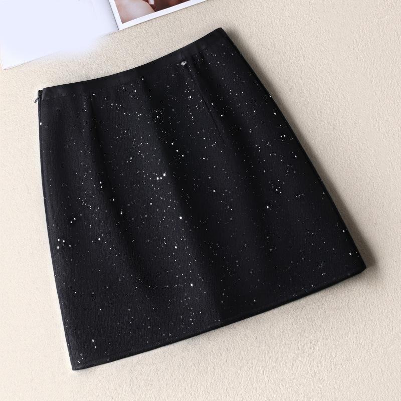 2025 Autumn/Winter Women's High-Waisted Sequin Midi Skirt – Slim-Fit, Fashionable, Hip-Hugging, Straight-Leg Design.