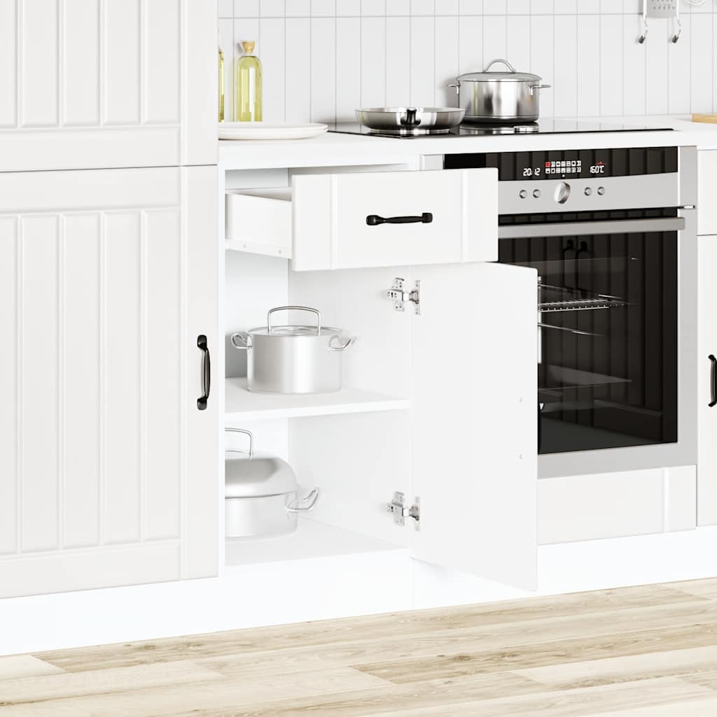 "Lucca" White Glued Wood Base Kitchen Cabinet