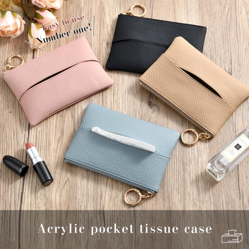 Tissue Bag PU Leather Napkin Holder Papers Box Home Office Living Room Container Dustproof Storage Table Decoration