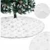 Christmas Tree Rug Faux Fur Mat White Carpet 55Cm Large For Gifts Round