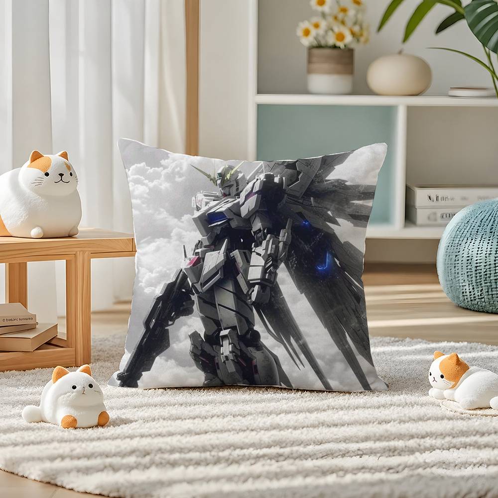 Mobile Suit Gundam Sandrock Gundam Anime Plush Pillow Cover Soft Short Plush Cushion Cover For Sofa Bedroom Home Decor Gift