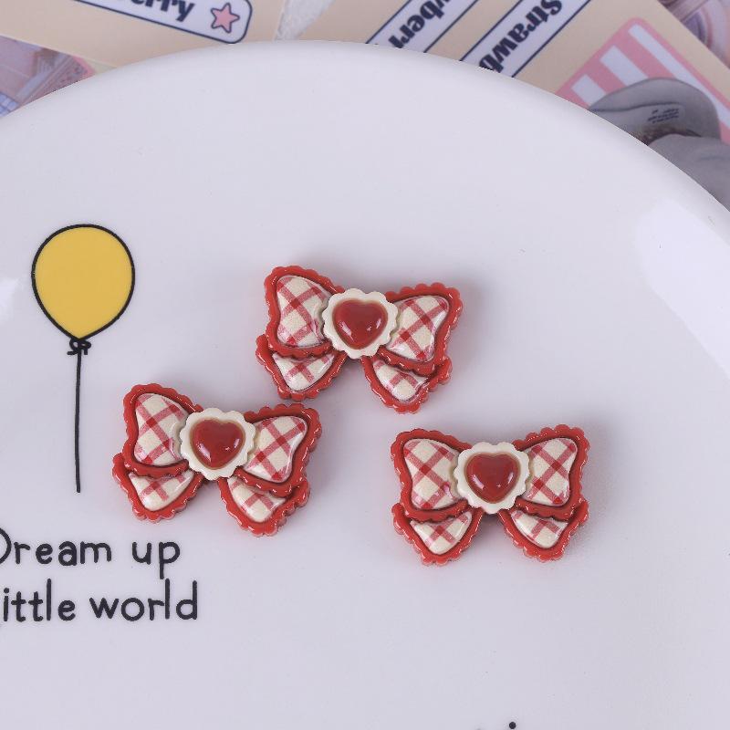 

Ангора Красный Плед Бант Смола Ювелирные изделия с Мультяшной Медвежьей Нашивкой для Осени/Зимы