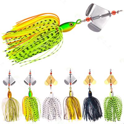 1 peça 13,5cm 20g Jig Spinner Bait Isca de Pesca Lâmina Pinwheel Chatter Bait Dancer Buzzbait Anzol de Pesca 3/0 Para Robalo Lúcio