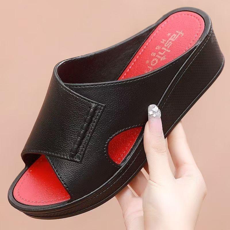 Moteriški vasaros nauji atviro piršto platforminiai pleištukai tuščiavidurės šlepetės minkštu padu neslystančios nuo kvapo namų šlepetės lauko šlepetės sandalai