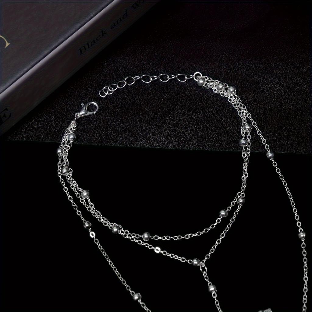 1 kus Korejský a Japonský styl Vícevrstvý Korálkový Řetízek Dámský Prsten na Prst a Náramek na Kotník