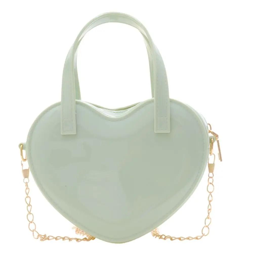 Women's New Mini Crossbody Chain Shoulder Bag Fashion Love Shape Candy Color Jelly Single Shoulder Bag Handbag Women's Satchel