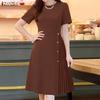 ZANZEA Lässiges Sommerkleid mit Rundhalsausschnitt und kurzen Ärmeln für Damen