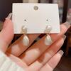 S999 Silver Needle Freshwater Pearl Brushed Earrings