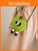 Apple Knitted Mini Crossbody Bag With Drawstring Closure For Kids And Teens