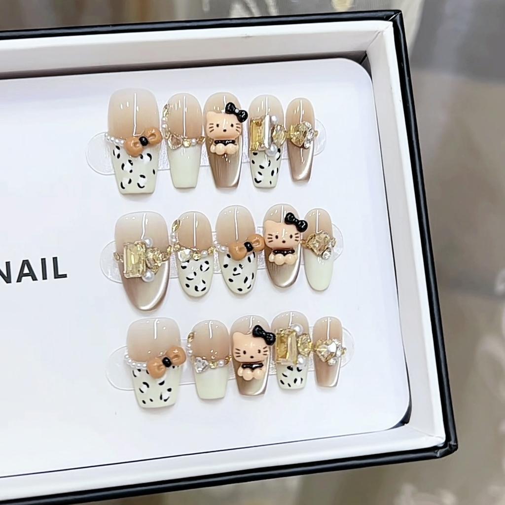 Pure Hand-made Phototherapy Wears Armor Cat Eye Leopard Print Finished Product Can Be Detached Using Nail Art Patch