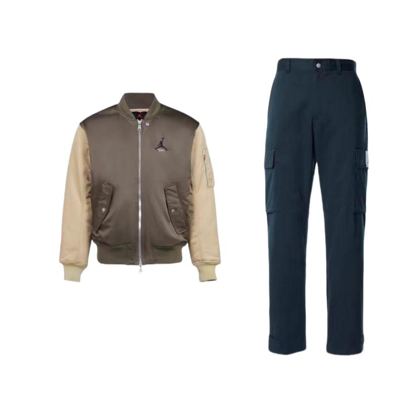 

Jordan Letter Logo Zip Collar Jacket Solid Color Long Pants Casual Sports Suit Men suit DQ7343-010+DV7613-274 M