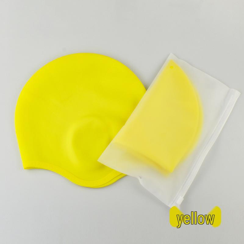 Long Hair Waterproof Silicone Swim Cap with Ear Protection for Men & Women