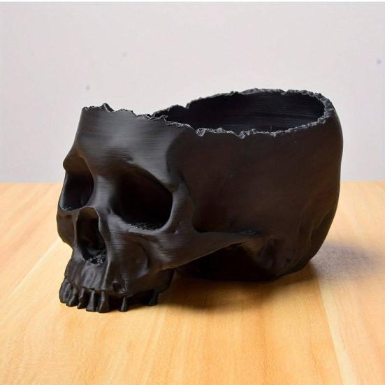 Skull Flower Pot Hanging Human Skull Plant Pot Halloween Candy Bowl Gothic Planter for Succulents Indoor Outdoor Decor
