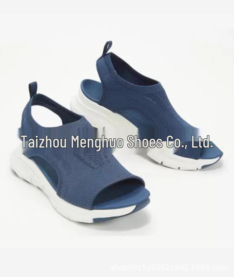 Autumn 2021 Women s Low Heel Slip-on Fish Head Sandals - 3 Colors, Large Sizes Available 35 синий